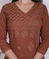 Miravan Womens Brown Floral Printed Angrakha Style Kurta with Palazzo
