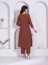 Miravan Womens Brown Floral Printed Angrakha Style Kurta with Palazzo