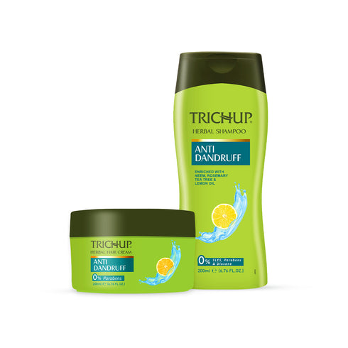 Vasuestore trichup anti dandruff shampoo cream kit infused with neem rosemary tea tree prevents white flakes and helps to restore protect normal health of your scalp skin