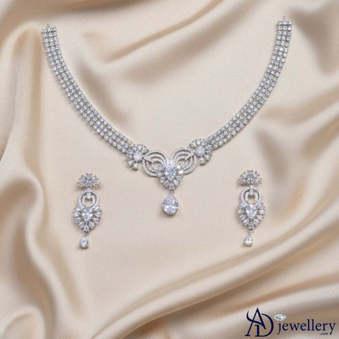Glistening Ruby Leaf Necklace Set