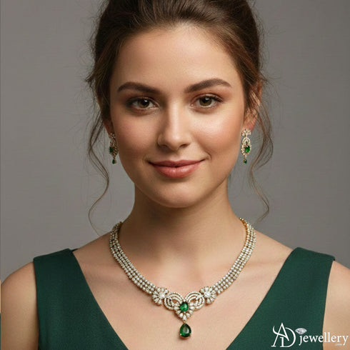 Glistening Ruby Leaf Necklace Set