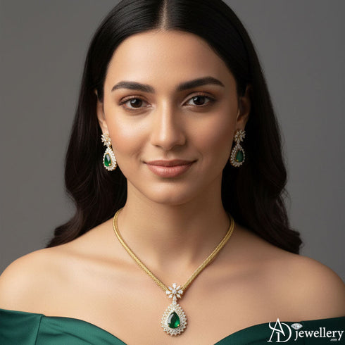 Imperial Evergreen Drop Necklace Set