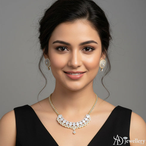 Crescent Halo Necklace Set