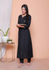 Miravan Womens Black Mirror work Angrakha Kurta and Palazzo Set