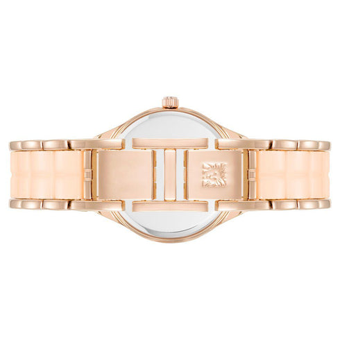 Anne Klein Quartz Analog Pink Dial Ceramic Strap Watch for Women