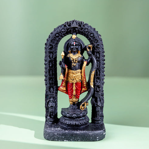 Samskara Home Elegant Black Gold Ram with Red Drapery