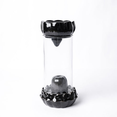 Samskara Home Divine Aura Glass Shivling Incense Holder