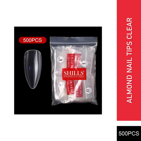 Shills Professional PKT 500pcs Almond Nail Tips Clear