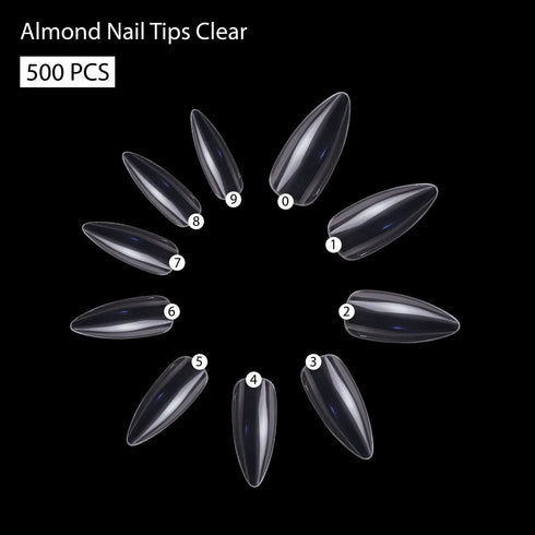 Shills Professional PKT 500pcs Almond Nail Tips Clear