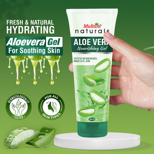 Multani Pharmaceuticals Limited Multani Naturals Aloe Vera Nourising Gel For Face & Hair Hydrating Moisturizing Soothing Skin Multipurpose Gel
