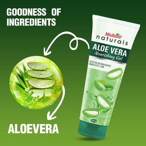 Multani Pharmaceuticals Limited Multani Naturals Aloe Vera Nourising Gel For Face & Hair Hydrating Moisturizing Soothing Skin Multipurpose Gel