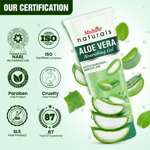 Multani Pharmaceuticals Limited Multani Naturals Aloe Vera Nourising Gel For Face & Hair Hydrating Moisturizing Soothing Skin Multipurpose Gel