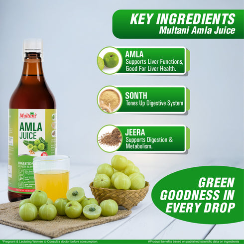Multani Pharmaceuticals Limited Multani Amla Juice 1 Litre Pure & Natural Rich in Vitamin C Supports Immunity Digestion & Hair Health No Added Sugar