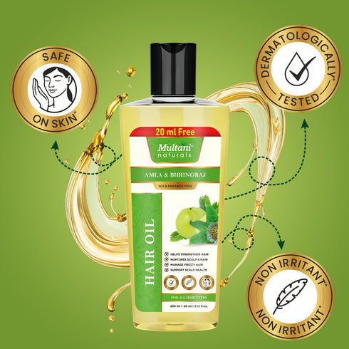 Multani Pharmaceuticals Limited Multani Naturals Amla & Bhringraj Hair Oil Helps Strengthen Hair Nurtures Scalp & Hair manage Frizzy Hair Support Scalp Health