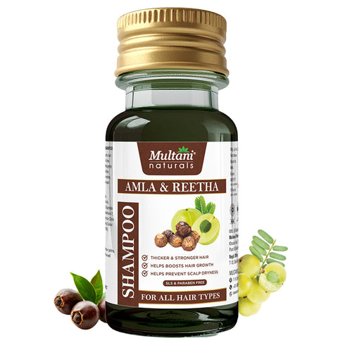 Multani Pharmaceuticals Limited Multani Naturals Amla & Reetha Hair Shampoo Anti Hair Fall Shampoo Shampoo for Thick & Strong Hair Ayurvedic Shampoo for Healthy Hair Dermatologically Tested Suitable for All Hair