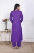 Miravan Womens Purple Floral Printed Angrakha Style Kurta with Palazzo