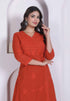 Miravan Womens Rust Floral Printed Angrakha Style Kurta with Palazzo
