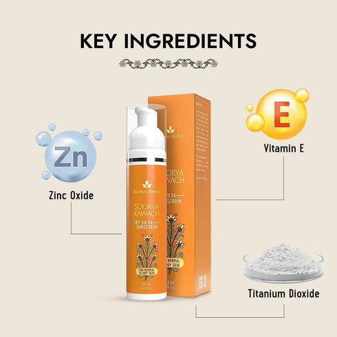 Avimee Herbal Soorya Kawach Sunscreen SPF 50 PA++++ For Normal & Dry Skin