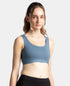 Jockey Wirefree Padded Tactel Nylon Stretch Full Coverage Racerback Styling Sports Bra with StayFresh and StayDry Treatment - Frost