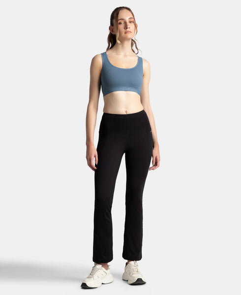Jockey Wirefree Padded Tactel Nylon Stretch Full Coverage Racerback Styling Sports Bra with StayFresh and StayDry Treatment - Frost