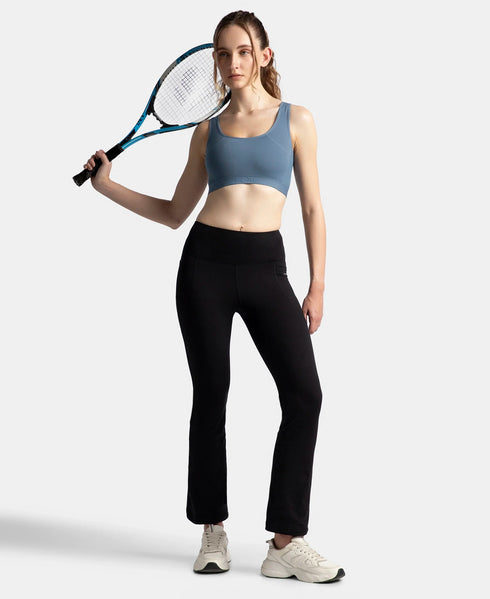 Jockey Wirefree Padded Tactel Nylon Stretch Full Coverage Racerback Styling Sports Bra with StayFresh and StayDry Treatment - Frost