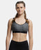 Jockey Wirefree Padded Tactel Nylon Stretch Full Coverage Sports Bra with Optional Cross Back Styling - Black Melange