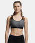 Jockey Wirefree Padded Tactel Nylon Stretch Full Coverage Sports Bra with Optional Cross Back Styling - Black Melange
