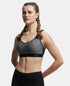 Jockey Wirefree Padded Tactel Nylon Stretch Full Coverage Sports Bra with Optional Cross Back Styling - Black Melange