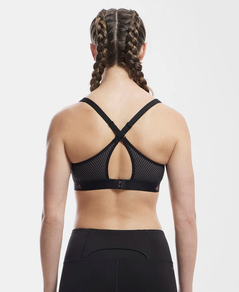 Jockey Wirefree Padded Tactel Nylon Stretch Full Coverage Sports Bra with Optional Cross Back Styling - Black Melange