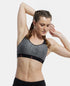 Jockey Wirefree Padded Tactel Nylon Stretch Full Coverage Sports Bra with Optional Cross Back Styling - Black Melange