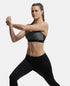 Jockey Wirefree Padded Tactel Nylon Stretch Full Coverage Sports Bra with Optional Cross Back Styling - Black Melange