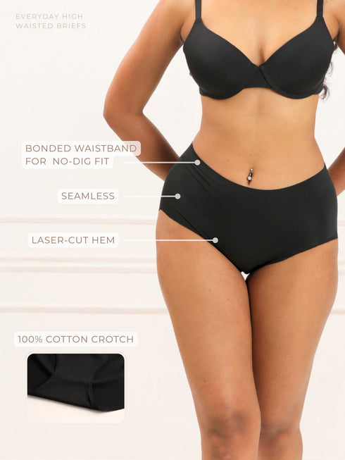 UNDERNEAT Every Day High Waisted Briefs - Black