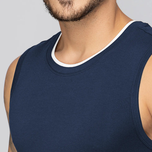 XYXX Activo Combed Cotton Gym Vest Estate Blue
