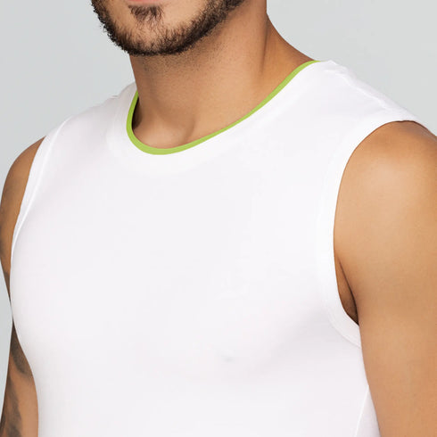 XYXX Activo Combed Cotton Gym Vest Polar White
