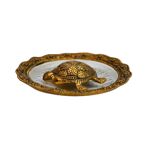 Vastu Brass Tortoise on Glass Plate for Home 241g