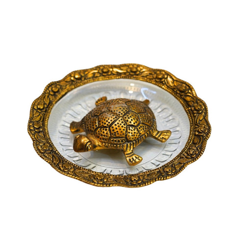 Vastu Brass Tortoise on Glass Plate for Home 241g
