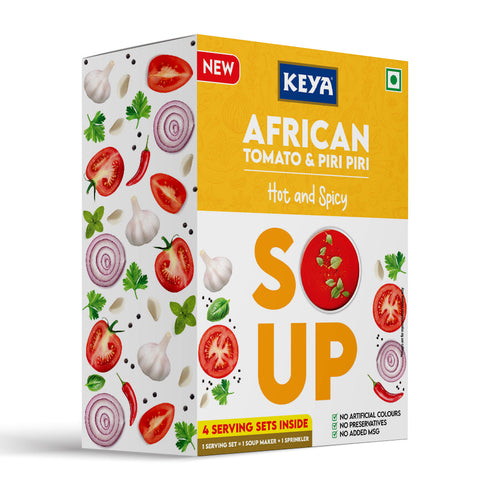 Keyafoods Keya Mexican Soup Tomato & Corn 52g Keya African Soup Tomato & Piripiri 56g Pack 2