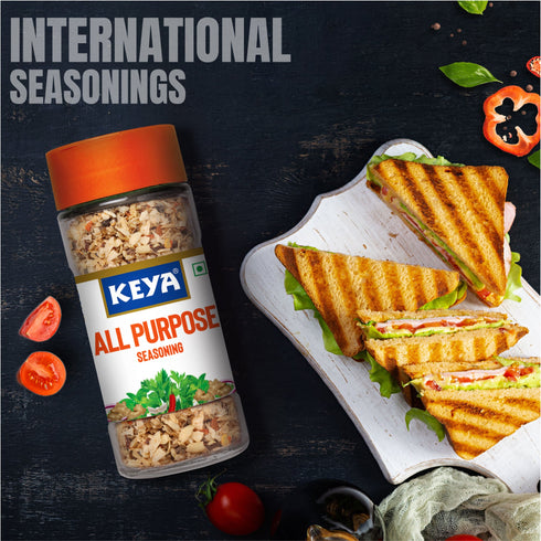 Keya All Purpose Seasoning 60gm l Natural & Healthy Spice Blend for Pizza Pasta Glass Bottle Premium Herbs and Spices