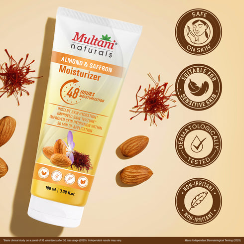 Multani Naturals Almond & Saffron Moisturizer | Instant Skin Hydration