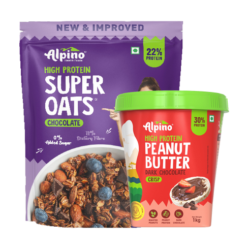 Alpino Post-Workout Combo - Oats Chocolate 1kg & Choaolate Peanut Butter Crisp 1kg - Value Pack