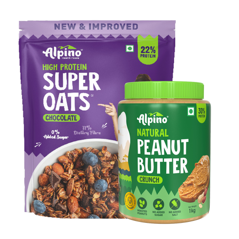 Alpino Post-Workout Combo - High Protein Super Oats Chocolate & Natural Peanut Butter Crunch