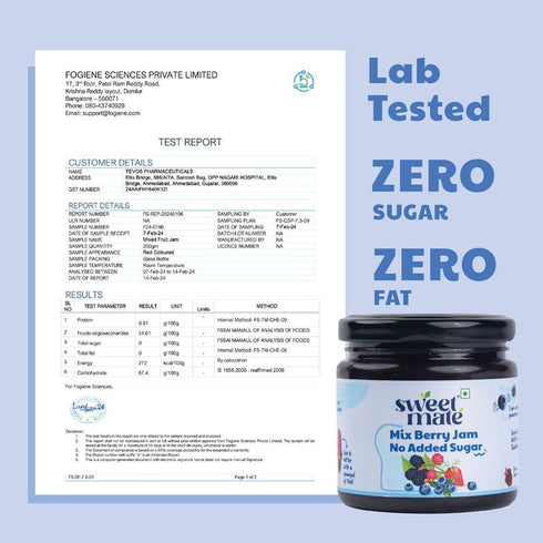 Sweetmate 100% Natural No Added Sugar Mix Berry Jam