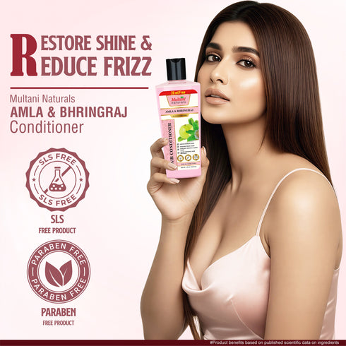 Multani Pharmaceuticals Limited Multani Naturals Amla & Bhringraj Hair Conditioner Promotes Hair Growth Restores Shine & Reduce Breakage Strenghten Roots & Reduces Hair Fall Dermatologically Tested For All hair Types