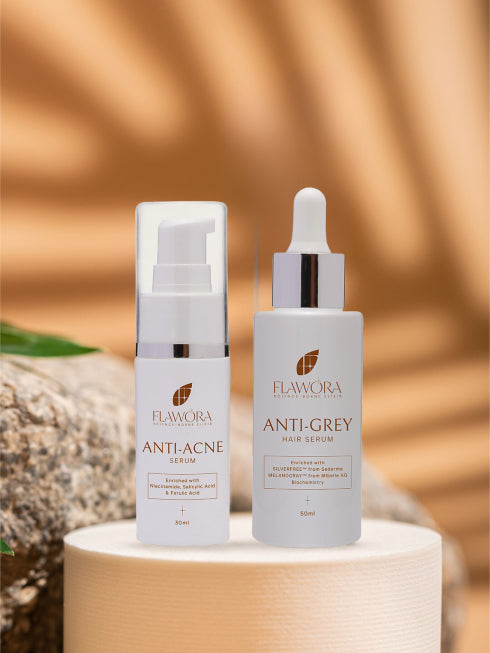 Flawora's Anti Grey Hair Serum + Anti Acne Serum Combo