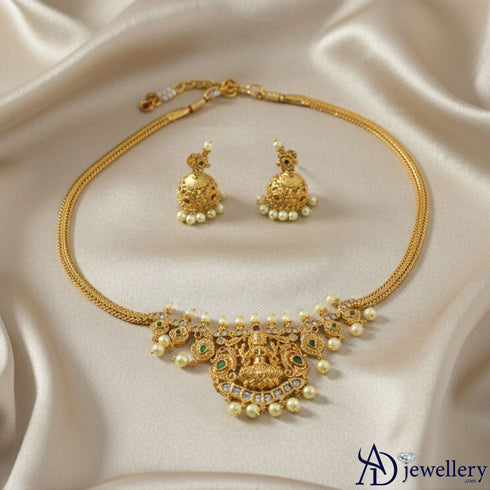The Lakshmi Heritage Temple Necklace with Jhumkas