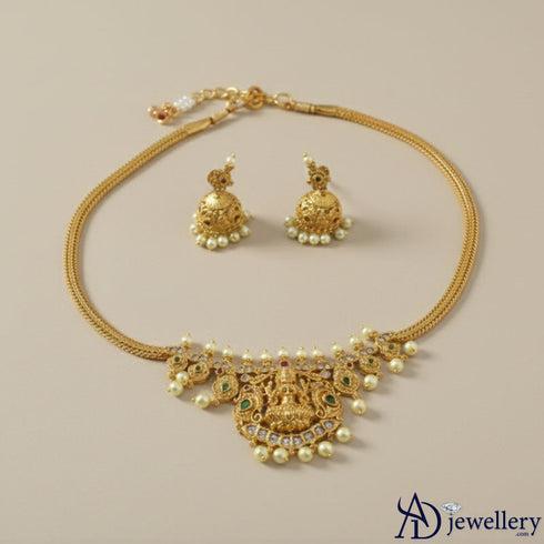 The Lakshmi Heritage Temple Necklace with Jhumkas