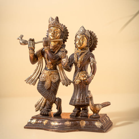 Samskara Home Antique Radha Krishna Brass Idol