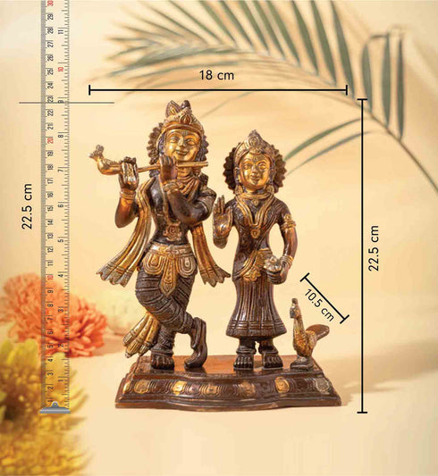 Samskara Home Antique Radha Krishna Brass Idol