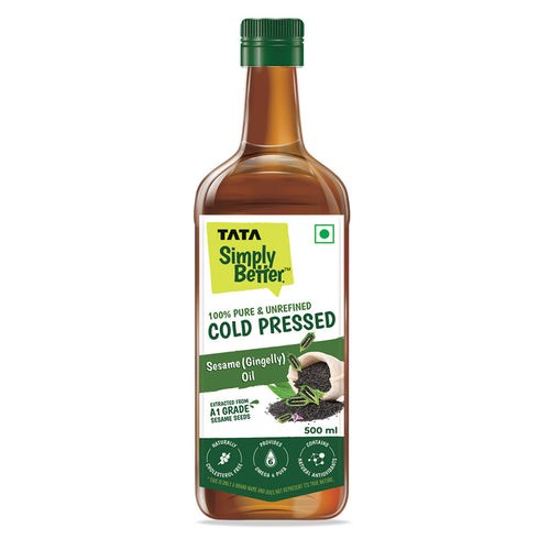 Tata Simply Better Sesame (Gingelly) Oil 500ml | 100% Pure | Unrefined & Cold-pressed | Hexane-Free