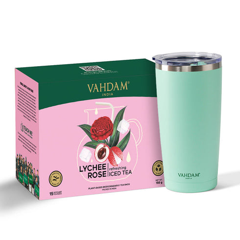 Vahdam Tea Lychee Rose Iced Tea & Cruiser Bottle Kit